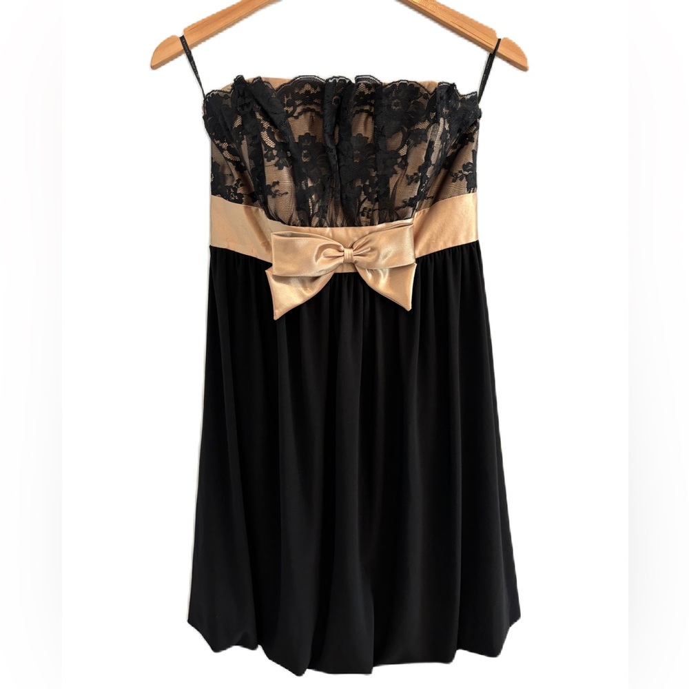 Y2K Jessica McClintock for Gunne Sax Black and Gold Party Dress Size 5